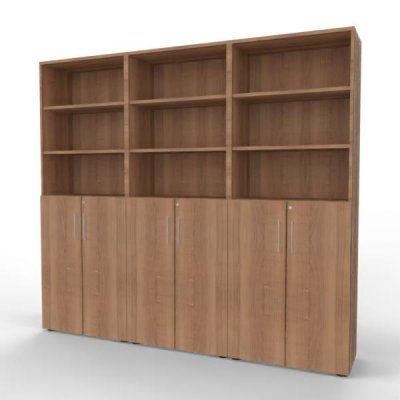 Büroschrankwand VH17 240 cm breit Nussbaum
